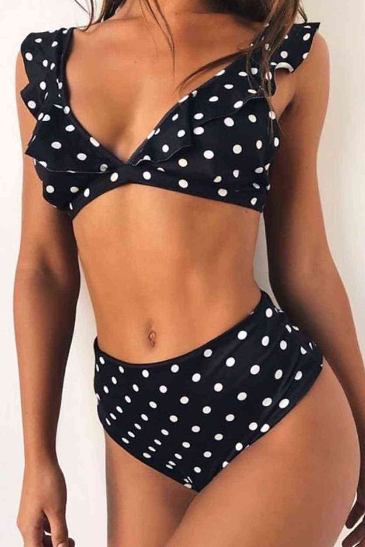 Puantiyeli%20Bikini%20Takım%20Beyaz%20-%2010060.1834.-Siyah