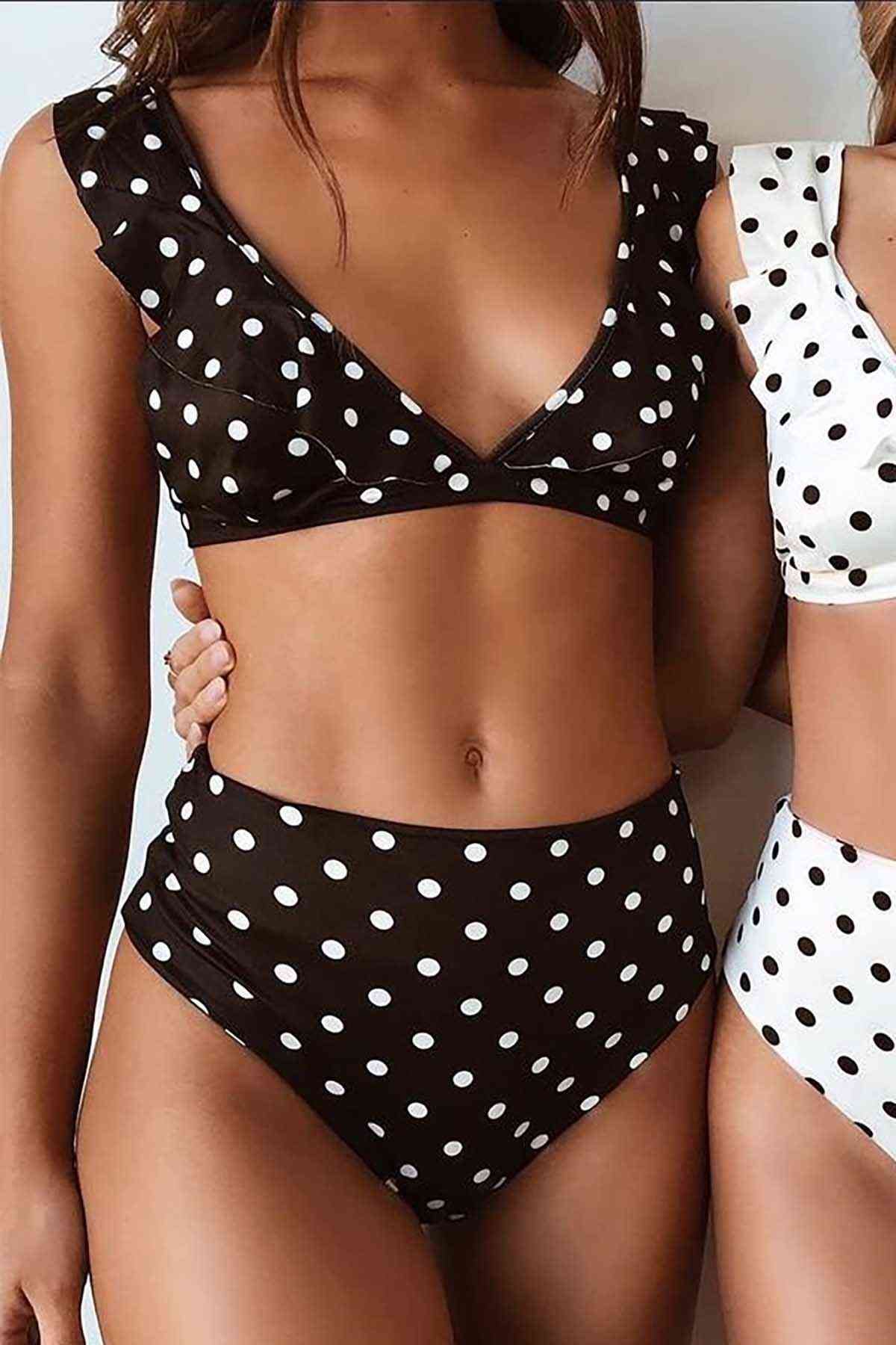 Puantiyeli%20Bikini%20Takım%20Beyaz%20-%2010060.1834.-Siyah