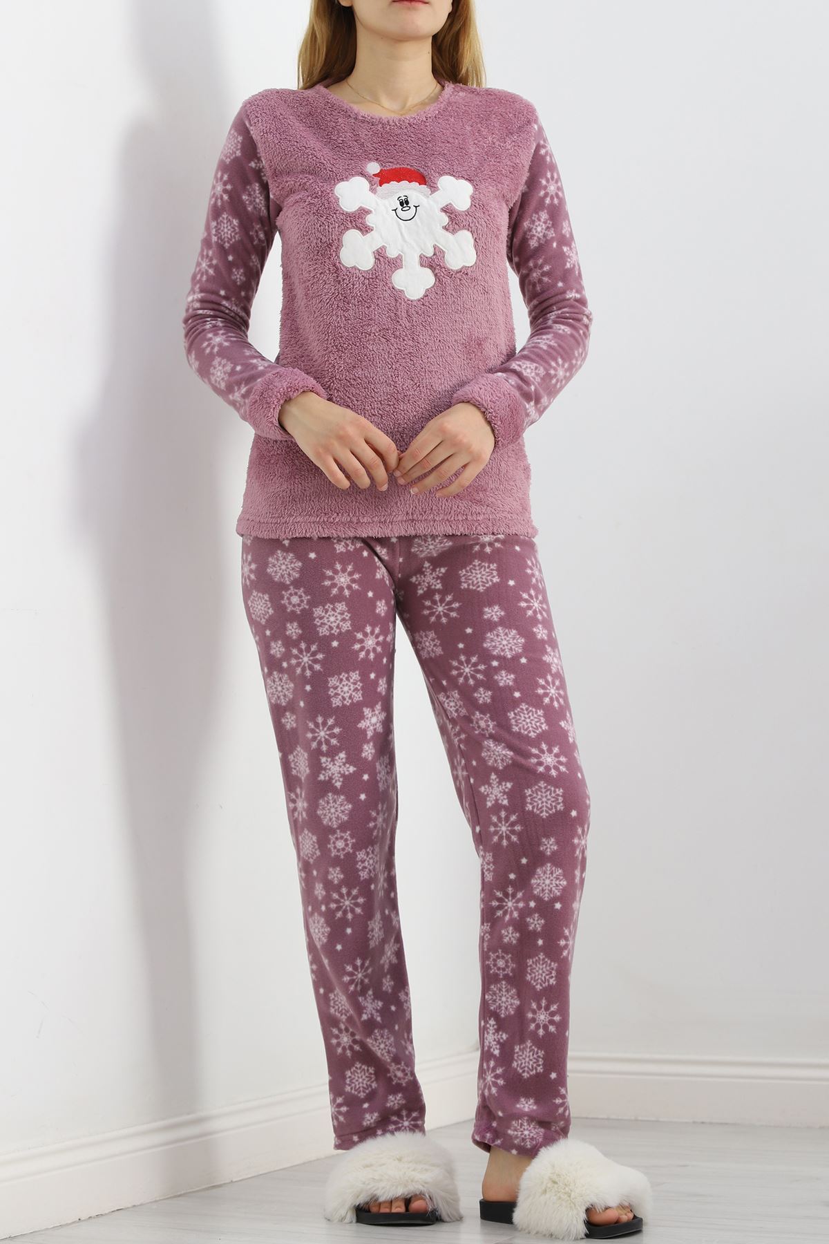 Peluş%20Polar%20Pijama%20Takımı%20Lilabeyaz%20-%2019178.1050.-Lila-beyaz