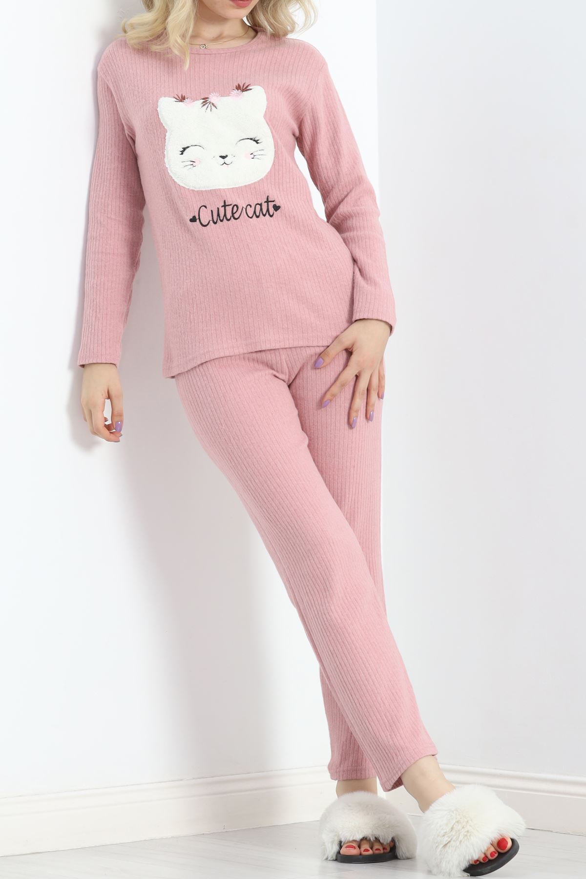 Nakışlı%20Fitilli%20Pijama%20Takımı%20Saks%20-%2019217.1048.-Pembe