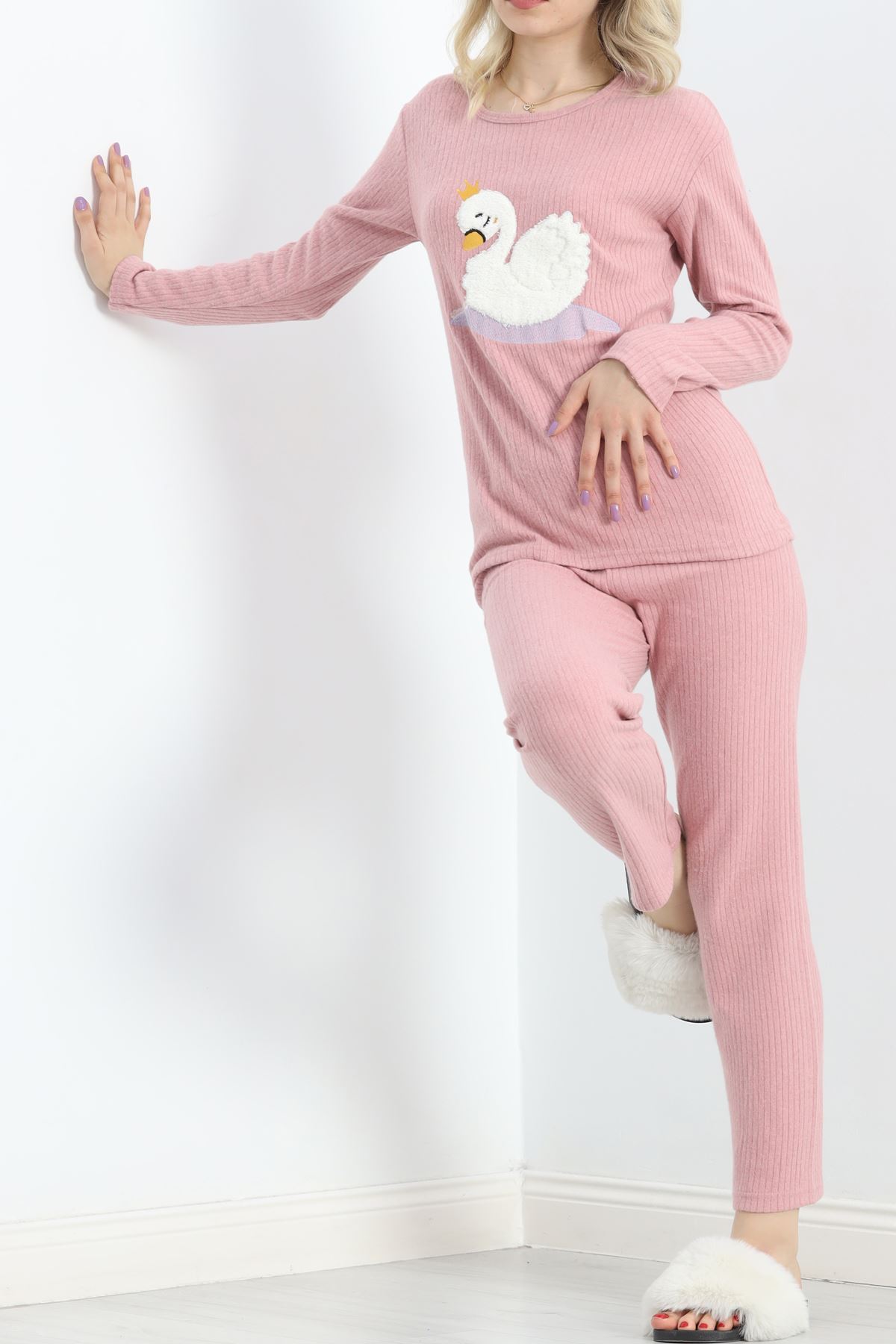 Nakışlı%20Fitilli%20Pijama%20Takımı%20Saks%20-%2019217.1048.-Pudra