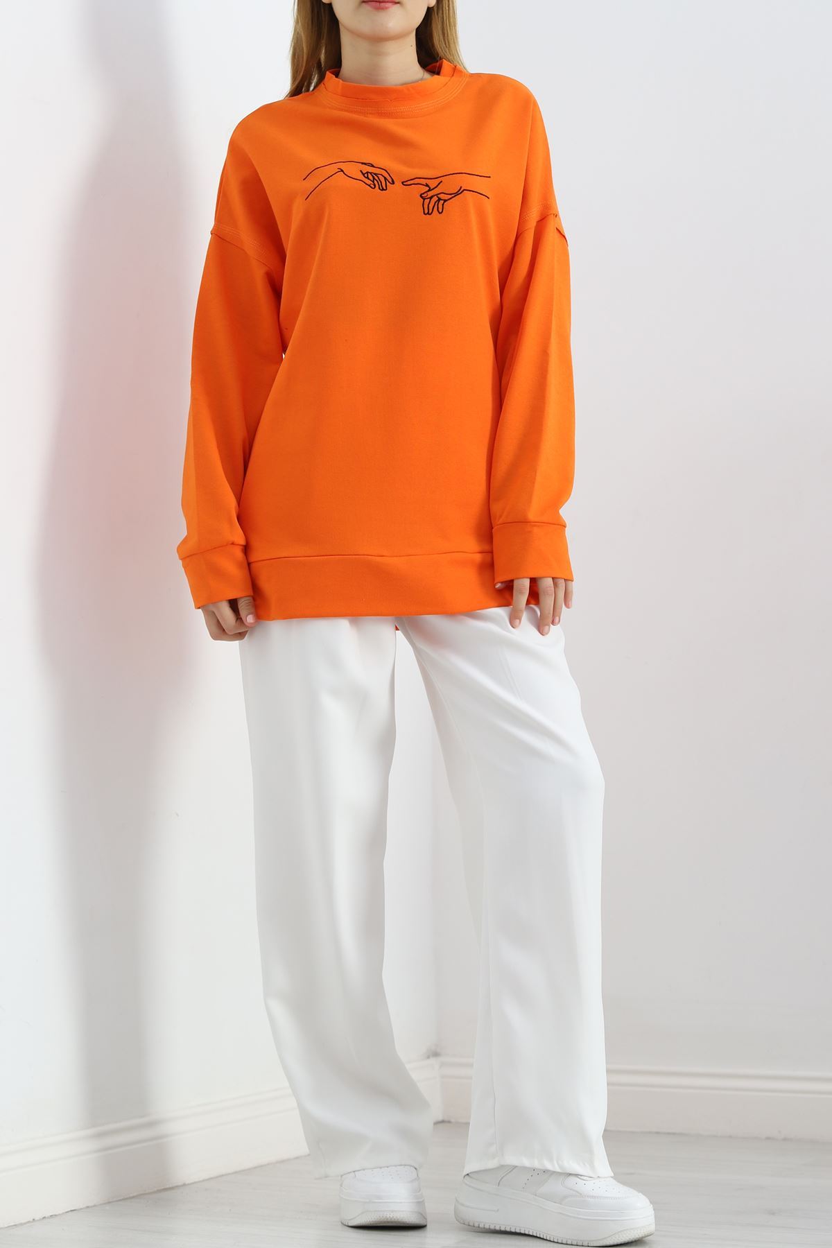 Nakışlı%20İki%20İplik%20Tunik%20Sweat%20Oranj%20-%2021173.200.-Turuncu