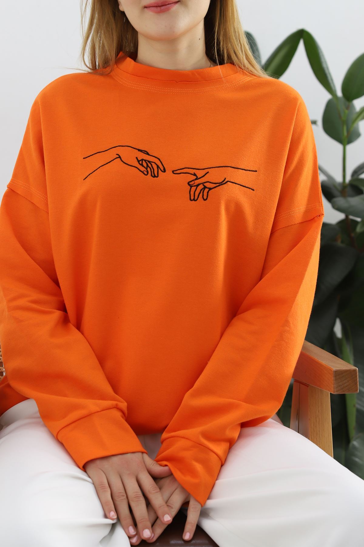 Nakışlı%20İki%20İplik%20Tunik%20Sweat%20Oranj%20-%2021173.200.-Turuncu