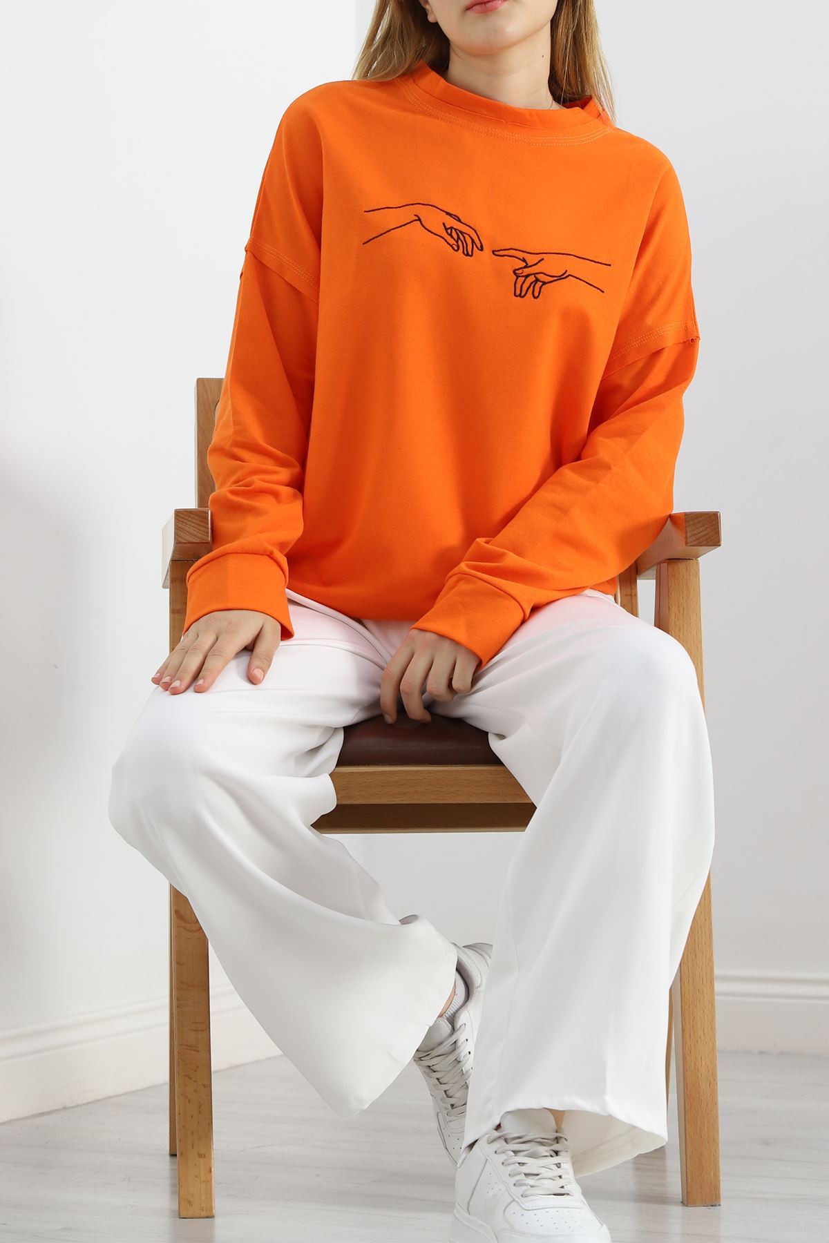 Nakışlı%20İki%20İplik%20Tunik%20Sweat%20Oranj%20-%2021173.200.-Turuncu