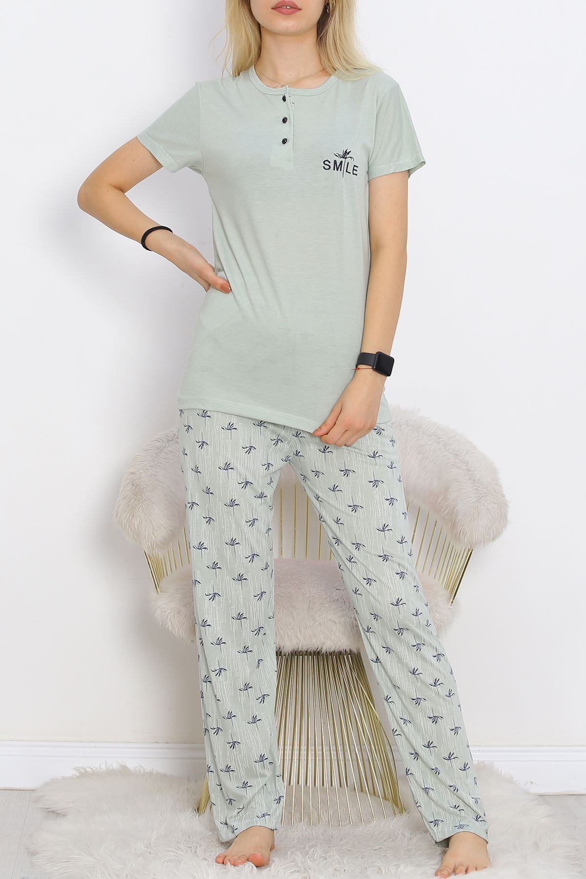 Düğmeli%20Pijama%20Takımı%20Mintsiyah%20-%20704.1287.-Mint-siyah