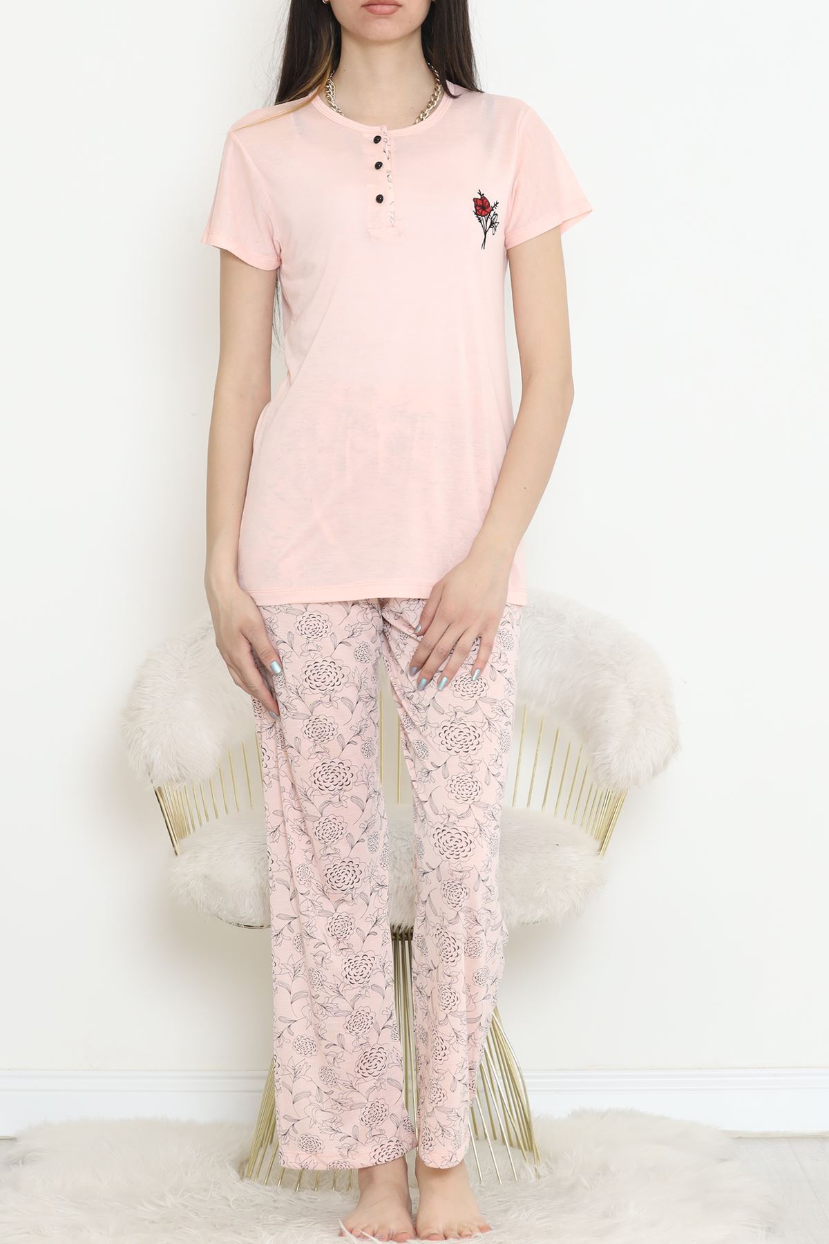 Düğmeli%20Pijama%20Takımı%20Mintsiyah%20-%20704.1287.-Pembe