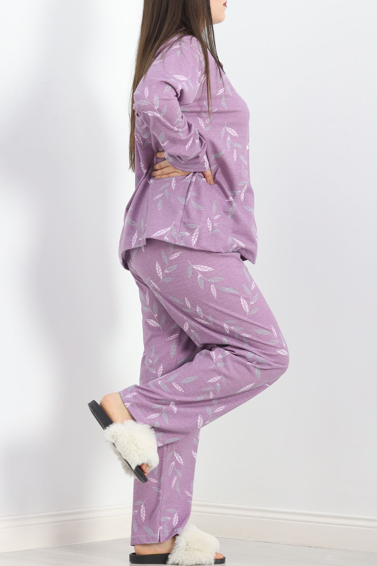 Baskılı%20Battal%20Pijama%20Takımı%20Bordoçizgili%20-%20778.1287.-Mor