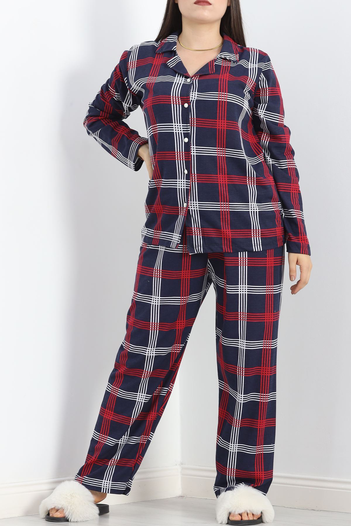 Baskılı%20Battal%20Pijama%20Takımı%20Bordoçizgili%20-%20778.1287.-Beyaz