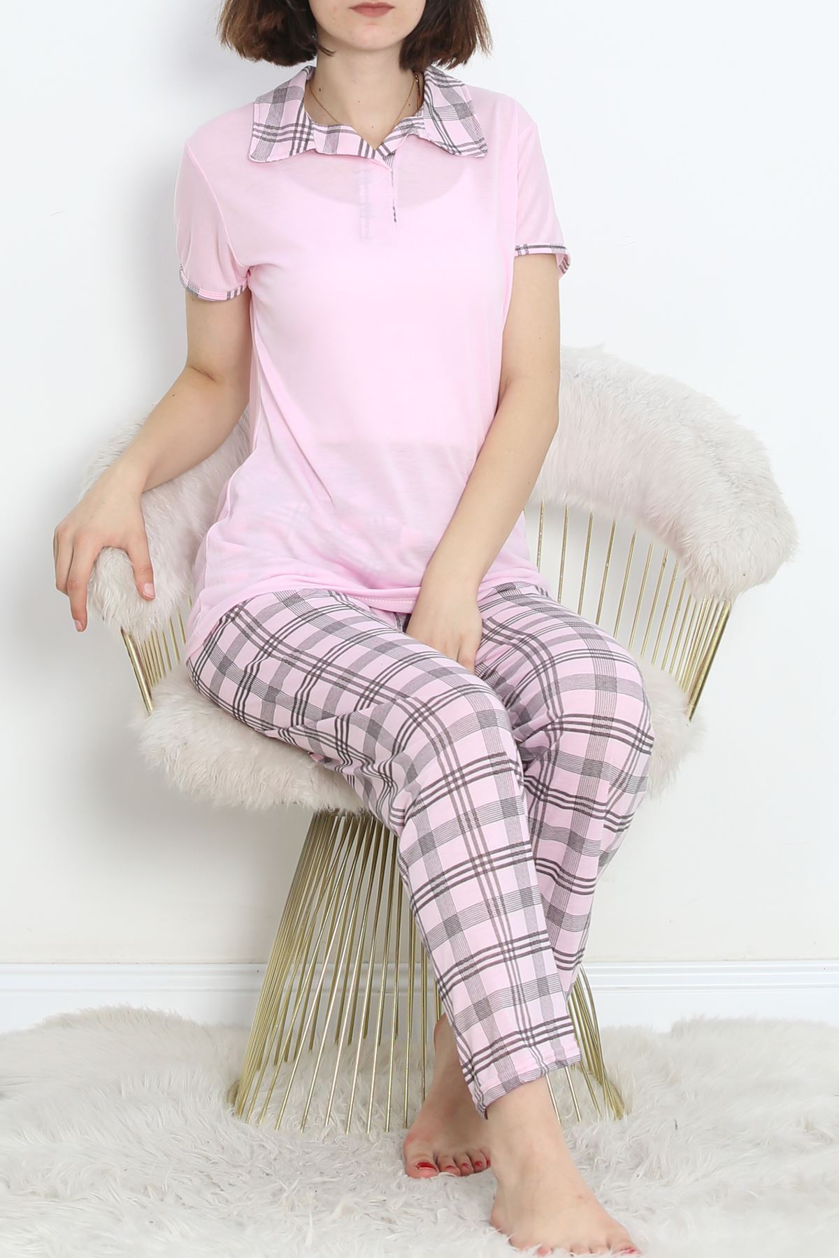 Poli%20Viskon%20Polo%20Yaka%20Pijama%20Takımı%20Koyulila%20-%20896.1287.-Pembe