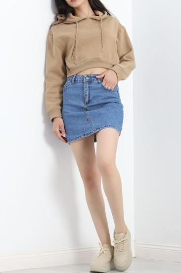 Şardonlu Oversize Crop Sweat Gri1 - 21391.200.